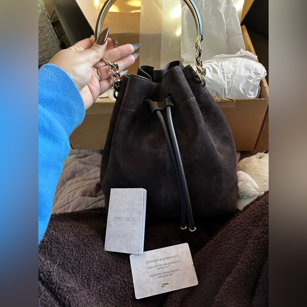Jimmy Choo Suede Brown Bon Bon Bag